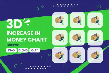 Gráfico de aumento de dinheiro Pacote de Icon 3D