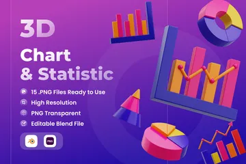 Gráfico e estatística Pacote de Icon 3D