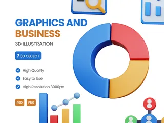 Gráficos e negócios Pacote de Icon 3D