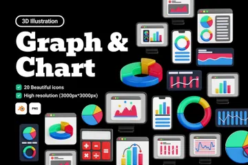 Graph und Diagramm 3D Icon Pack