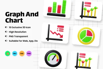 Graph und Diagramm 3D Icon Pack