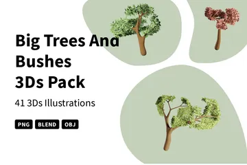 Grands arbres et buissons Pack 3D Icon