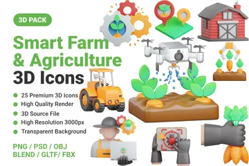 Granja y agricultura inteligentes Paquete de Icon 3D