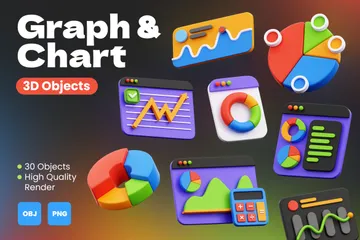 Graph And Chart 3D Icon Pack
