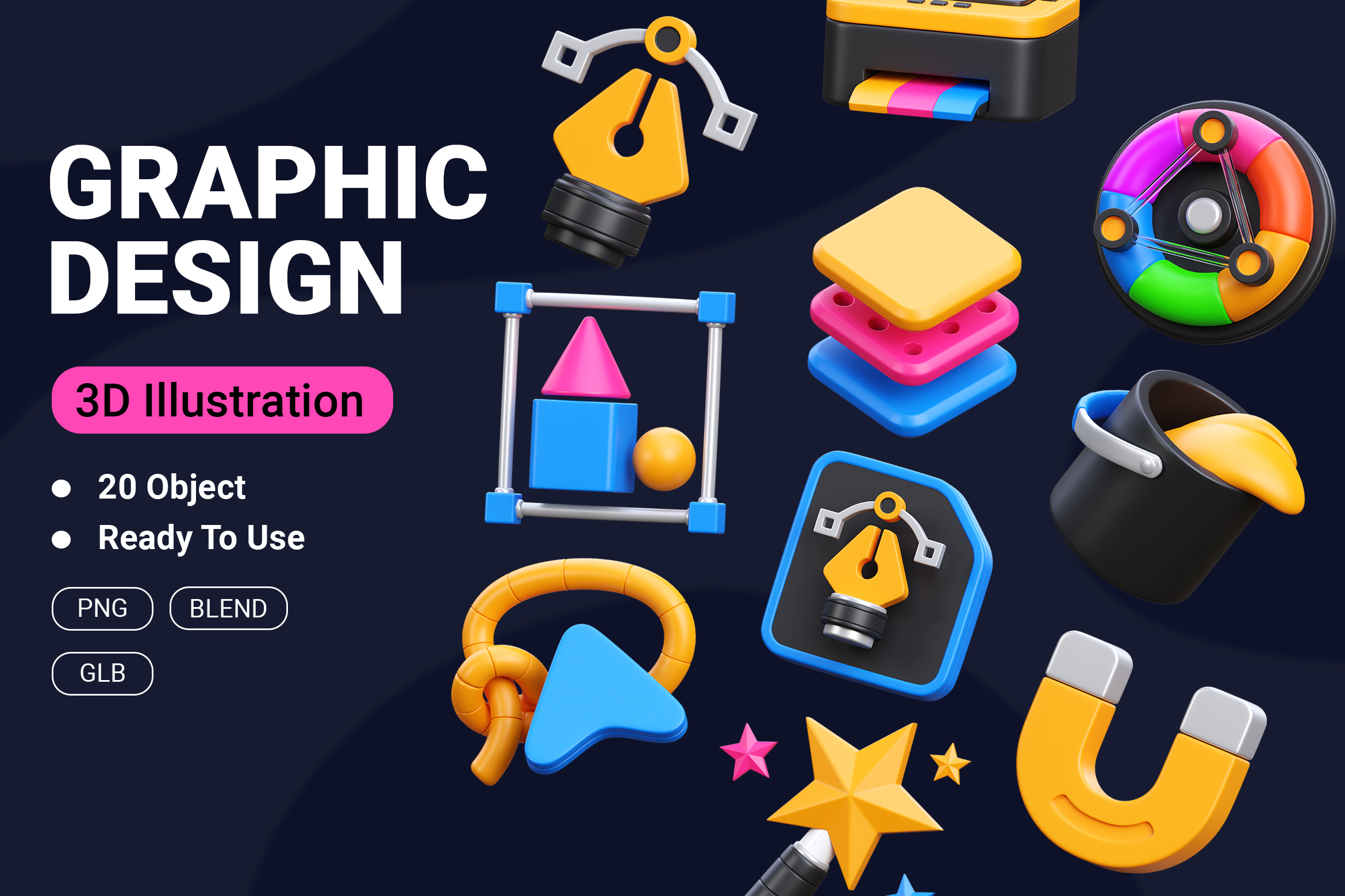 Graphic Design 3D Illustration Pack - 20 Free Download Design ...