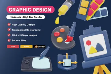 Graphic Design 3D Icon Pack