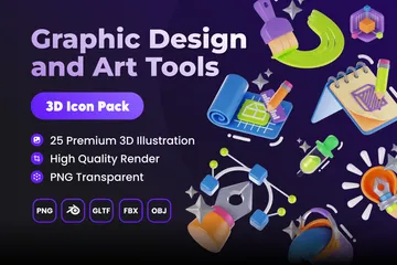 Graphic Design And Art 3D Illustration Pack