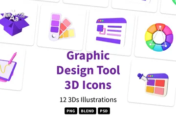 Graphic Design Tool 3D Icon Pack