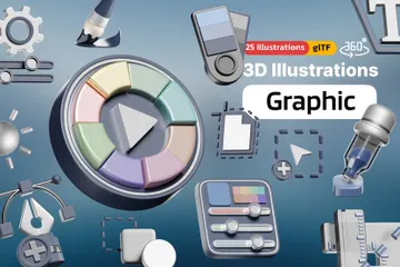 Graphic Design Tool 3D Icon Pack