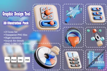 Graphic Design Tool 3D Icon Pack