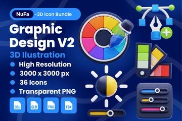 Graphic Design V2 3D Icon Pack