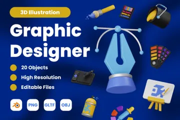 Graphic Designer 3D Icon Pack