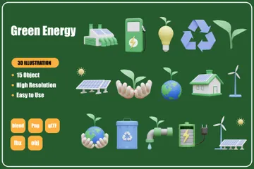 Green Energy 3D Icon Pack