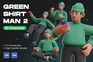 Green Shirt Man Character 2