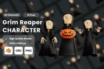 Grim Reaper Halloween 3D Illustration Pack