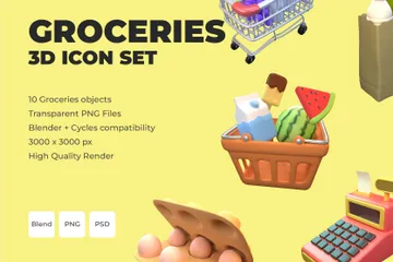 Groceries 3D Icon Pack