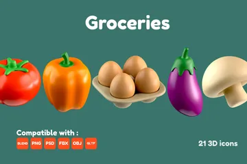 Groceries 3D Icon Pack