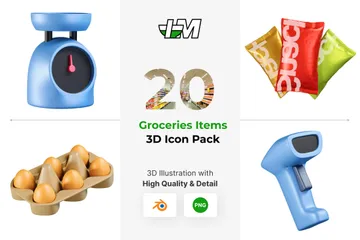 Groceries Item 3D Icon Pack