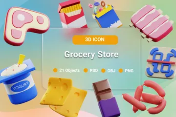 Grocery Store 3D Icon Pack