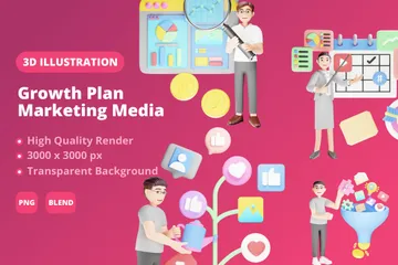 Growth Plan Marketing Media 3D Illustration Pack