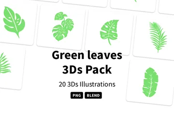 Grüne Blätter 3D Icon Pack