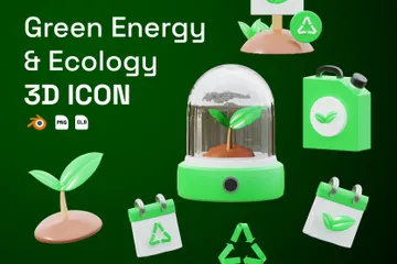 Grüne Energie & Ökologie 3D Icon Pack
