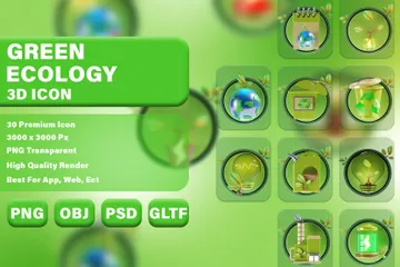 Grüne Energie und Ökologie 3D Icon Pack