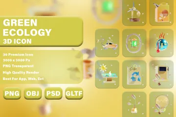 Grüne Energie und Ökologie 3D Icon Pack