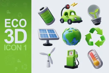 Grüne Ökologie 3D Icon Pack