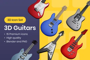 Guitarras musicais Pacote de Icon 3D