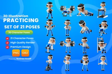 Gym Activity Character 3D Illustration Pack