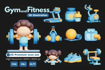 Gym And Fitness 3D Icon Pack