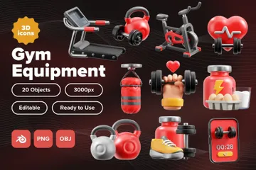 Gym Equipment 3D Icon Pack