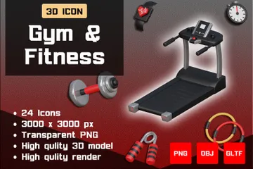 체육관 및 피트니스 3D Icon 팩