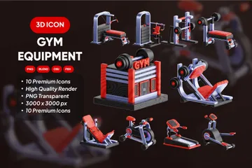 Gym Machines Equipment 3D Icon Pack