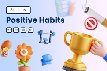 Hábitos Positivos Pacote de Icon 3D