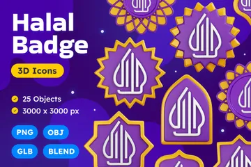 Halal Badge 3D Icon Pack