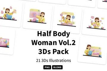 Halbkörperfrau Vol.2 3D Illustration Pack