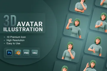 Half Body Business Women Avatar 3D Illustration Pack