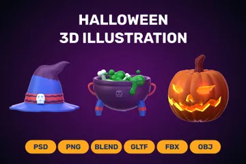 Des bonbons ou un sort pour Halloween Pack 3D Icon
