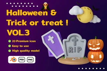 Des bonbons ou un sort pour Halloween Pack 3D Icon