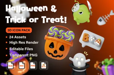 Des bonbons ou un sort pour Halloween Pack 3D Icon