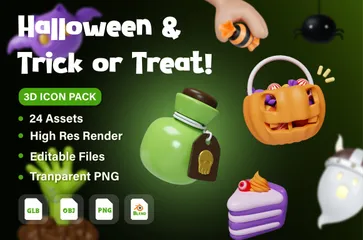 Des bonbons ou un sort pour Halloween Pack 3D Icon