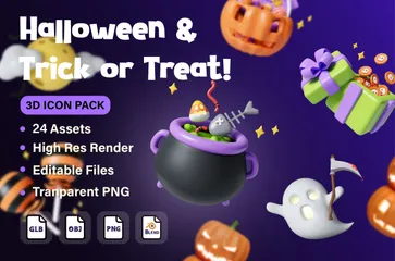 Doçura ou travessura de Halloween Pacote de Icon 3D