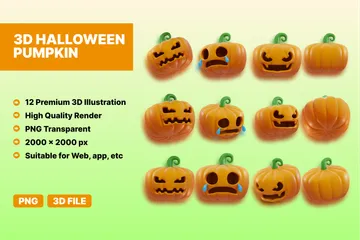 Halloween Kürbis 3D Icon Pack