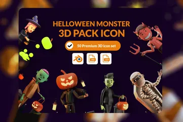 Halloween-Monster 3D Illustration Pack
