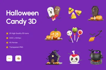 Halloween-Süßigkeiten 3D Icon Pack