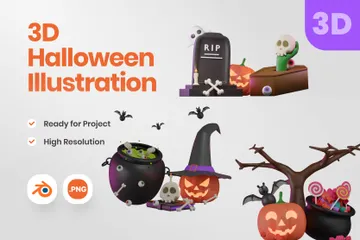 Halloween-Szene 3D Icon Pack
