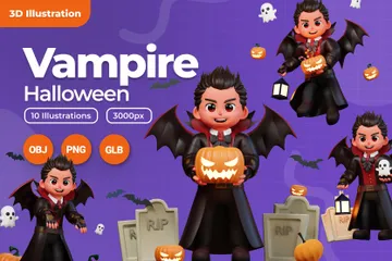 Halloween Vampire 3D Illustration Pack