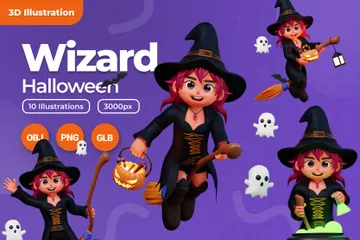 Halloween Wizard 3D Illustration Pack